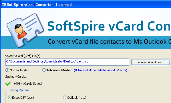 Import vCard to CSV Screenshot 1
