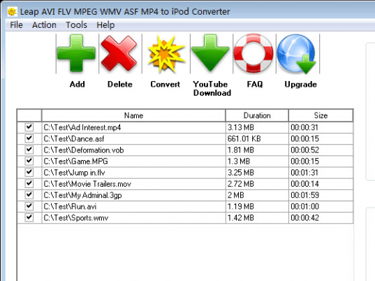 Leap AVI FLV MPEG WMV to iPod Converter Screenshot 1