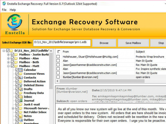 MS Exchange EDB Recovery Screenshot 1