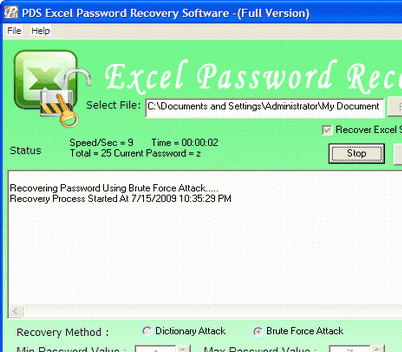 Recover Excel Document Password Screenshot 1