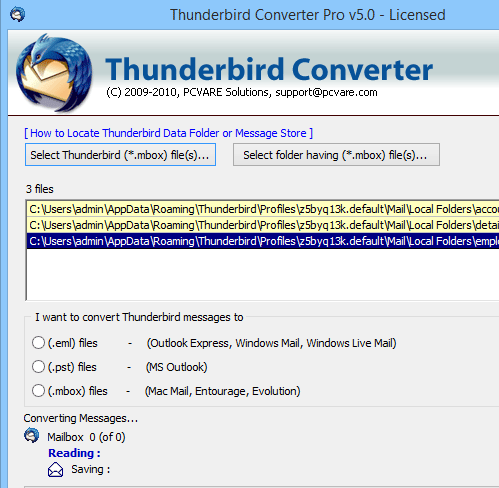 Thunderbird to Windows Live Mail Screenshot 1