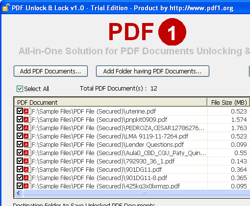 Remove PDF Security Settings Screenshot 1