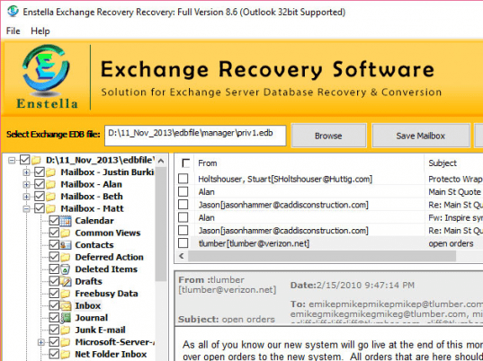 Microsoft EDB Recovery Tool Screenshot 1