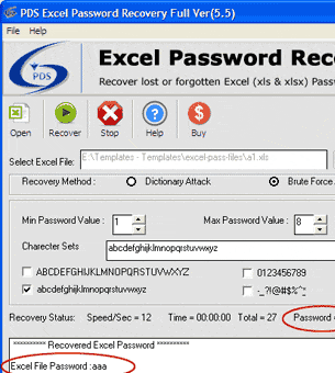 Excel Password Recovery Engine Screenshot 1