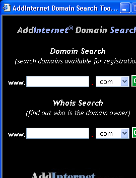 AddInternet Domain Search Screenshot 1