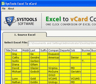 Convert .xls to .vcf File Format Screenshot 1