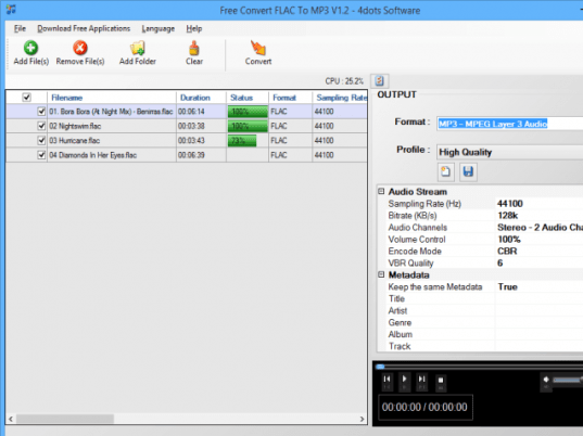 Free Convert FLAC To MP3 Screenshot 1