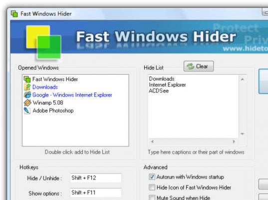 Fast Windows Hider Screenshot 1