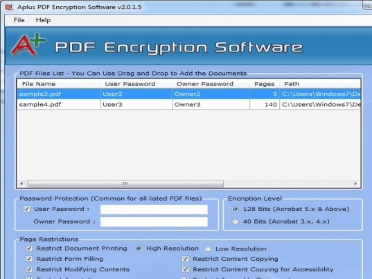 Aplus PDF Encryption Software Screenshot 1