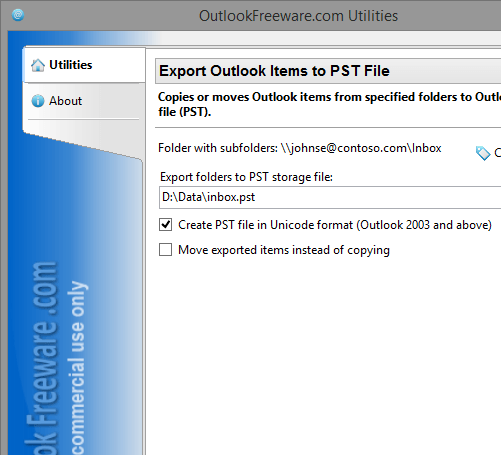 Export Outlook Items to PST File Screenshot 1
