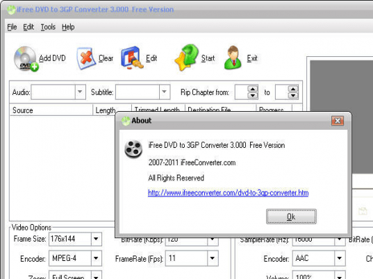iFree DVD to 3GP Converter Screenshot 1