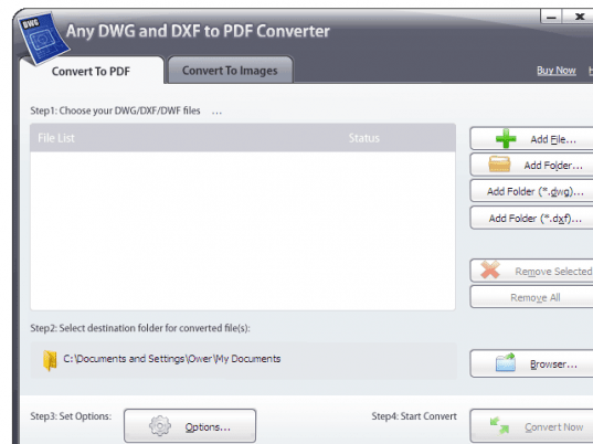 Any DWG and DXF to PDF Converter 2010 Screenshot 1