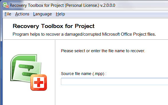 Recovery Toolbox for Project Screenshot 1