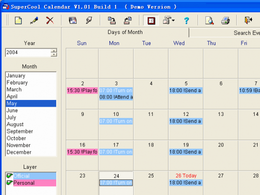 SuperCool Calendar Screenshot 1