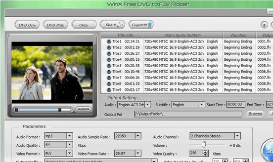 WinX Free DVD to FLV Ripper Screenshot 1
