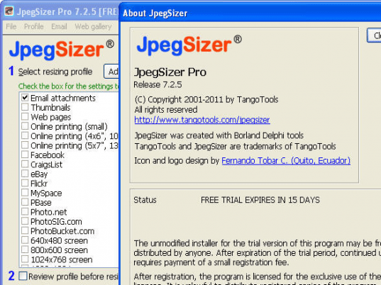 JpegSizer Screenshot 1