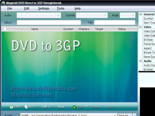 Magicbit DVD Direct to 3GP Screenshot 1