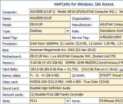 PC information Screenshot 1