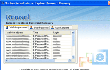 Kernel Internet Explorer Password Recovery Screenshot 1