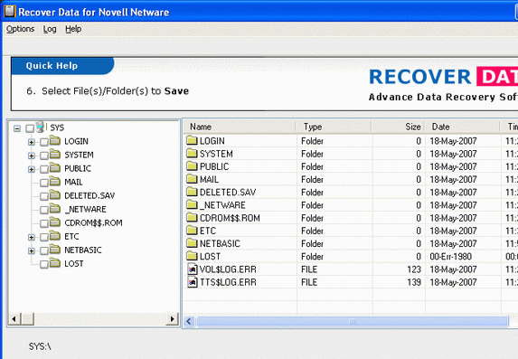 Data Recovery Novells Screenshot 1
