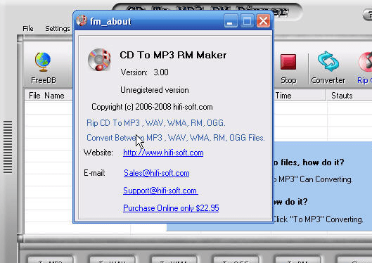 CD To MP3 RM Ripper Screenshot 1
