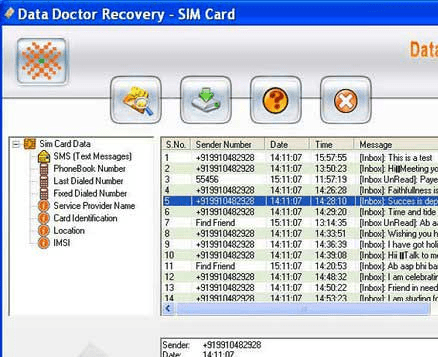 Simcard Information Recovery Software Screenshot 1