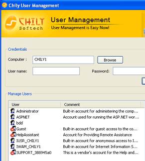 Chily User Management Screenshot 1