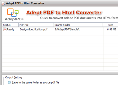Adept PDF to Html Converter Screenshot 1