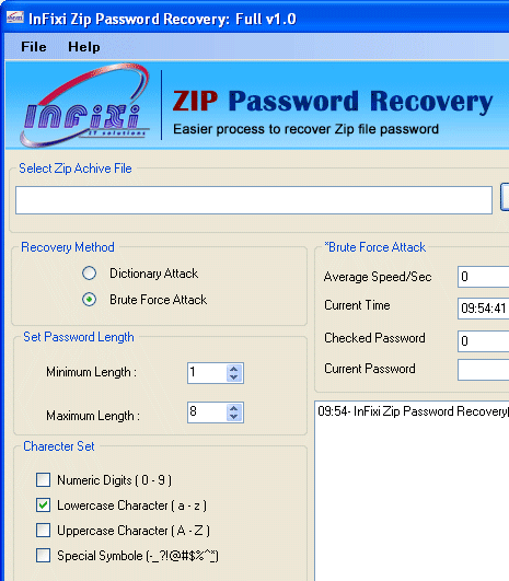 Zip Password Recovery Screenshot 1