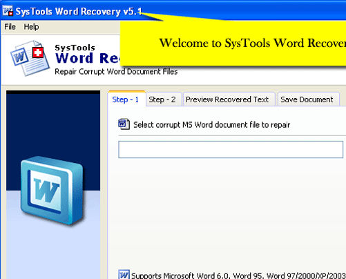 SysTools Word Recovery Tool Screenshot 1