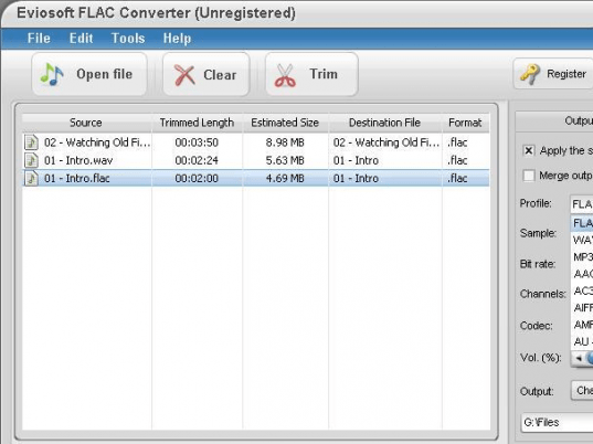 Eviosoft FLAC Converter Screenshot 1