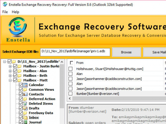 EDB Recovery Software Screenshot 1