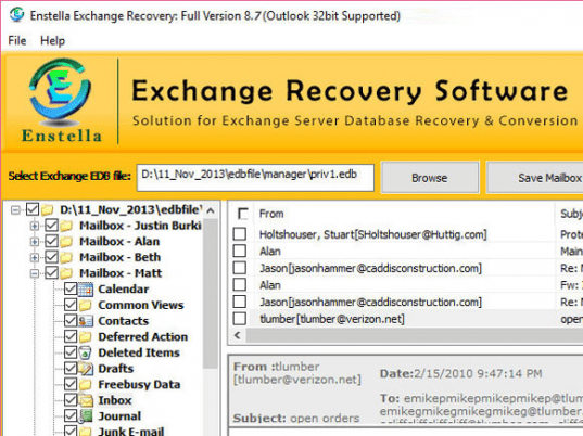Exchange EDB Recovery Software Screenshot 1