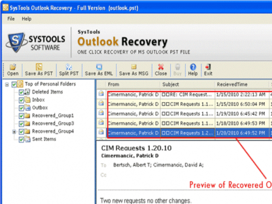 Outlook 2GB Repair Screenshot 1