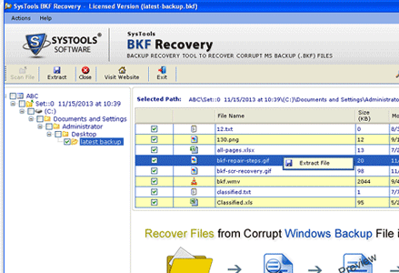 Commercial BKF Recovery Software Screenshot 1