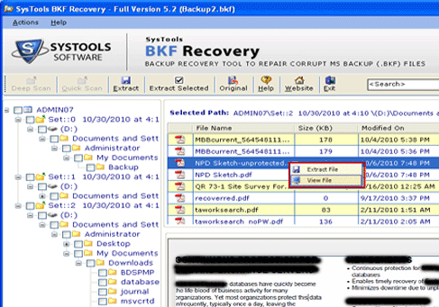 Backup Database Recovery Software Screenshot 1