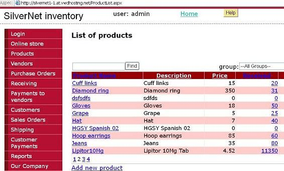 Silver Net Inventory system Screenshot 1