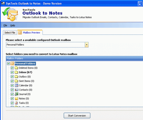 Migrate Outlook Calendar to Lotus Notes Screenshot 1
