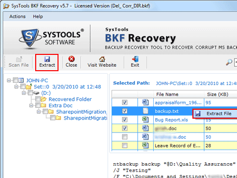 Backup Exec Restore BKF Screenshot 1