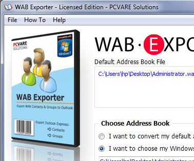 Change WAB to PST files Screenshot 1