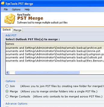 Merging PST Files Software Screenshot 1