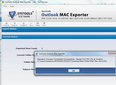 Mac Mail OLM Export to Windows Screenshot 1