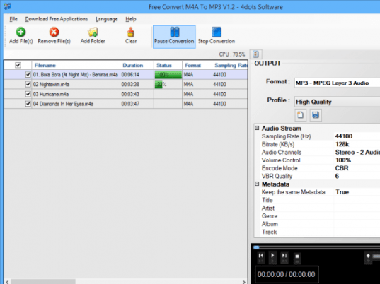 Free Convert M4A To MP3 Screenshot 1
