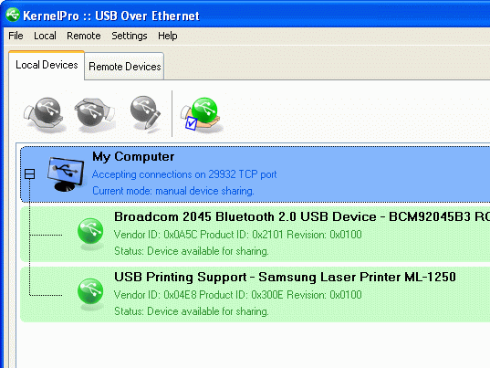 USB over Ethernet Screenshot 1