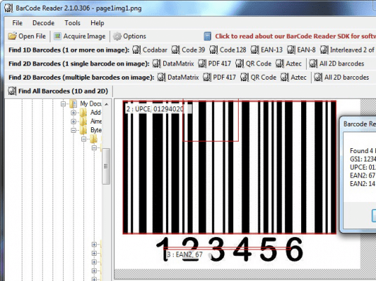 Bytescout BarCode Reader SDK Screenshot 1