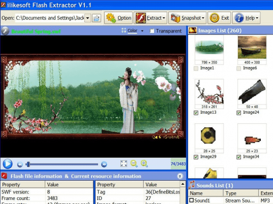 ilikesoft Flash Extractor Screenshot 1