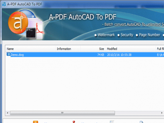A-PDF AutoCAD to PDF Screenshot 1