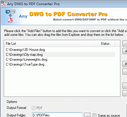 DWG to PDF Converter Pro 2010.3 Screenshot 1