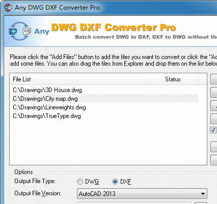 DWG to DXF Converter Pro 2010.4 Screenshot 1