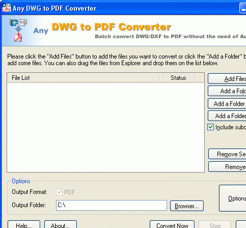 AutoCAD to PDF Converter 2010.13 Screenshot 1